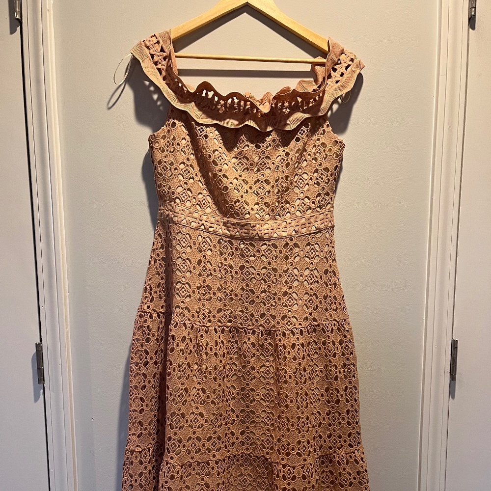 Blush lace midi dress